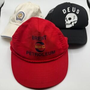 Lot‎ of 3 Mens Baseball Caps Trucker Hat Golf Hat BPC Petroleum Deus Ex Machina